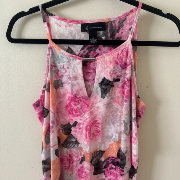 NWOT - INC International Concepts Womens Sleeveless Pink Floral Halter Top - Picture 1 of 5
